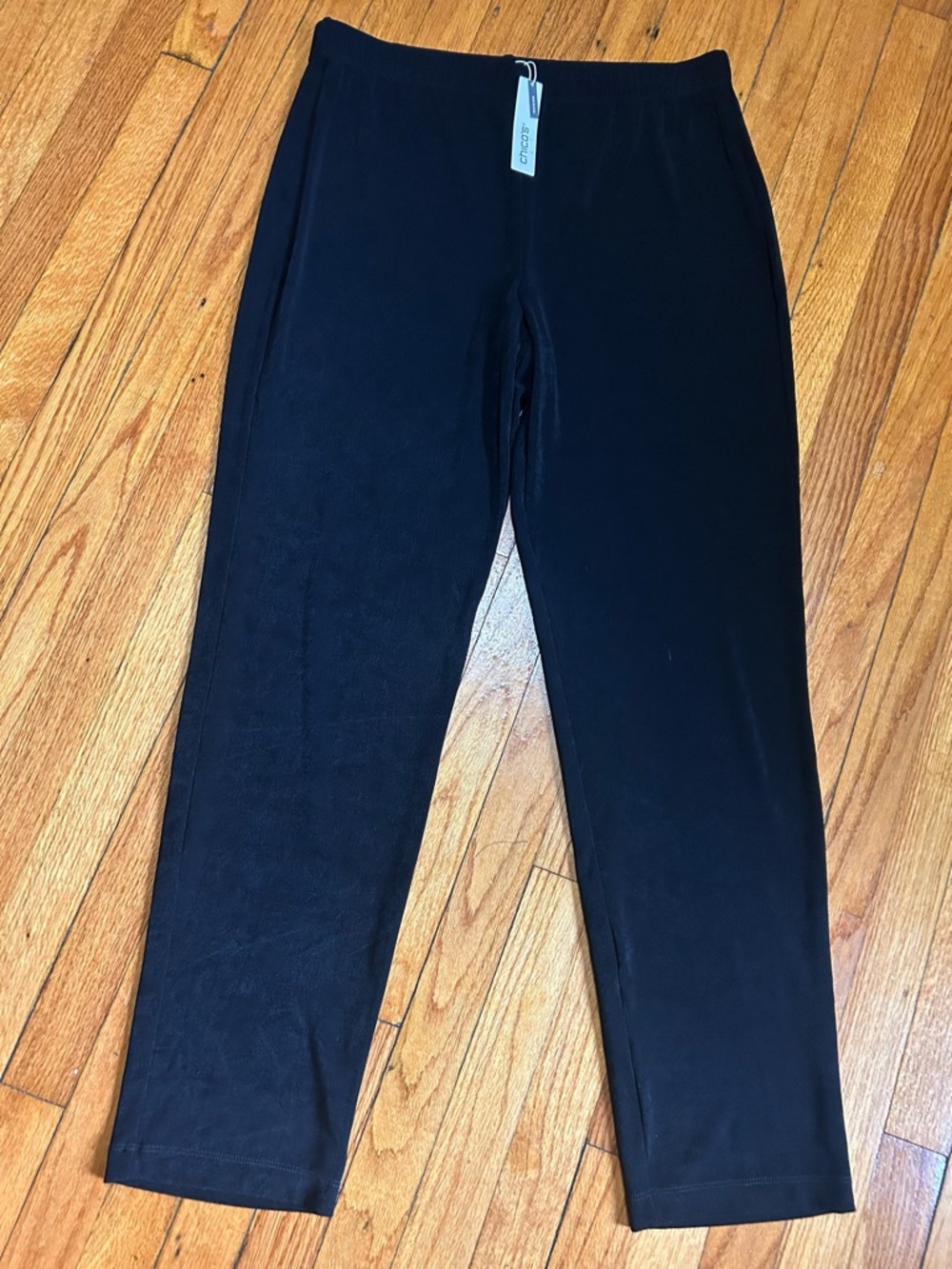 Chico’s Travelers Essential Slim Pants Slinky Knit Women L Tall Black - Picture 4 of 10